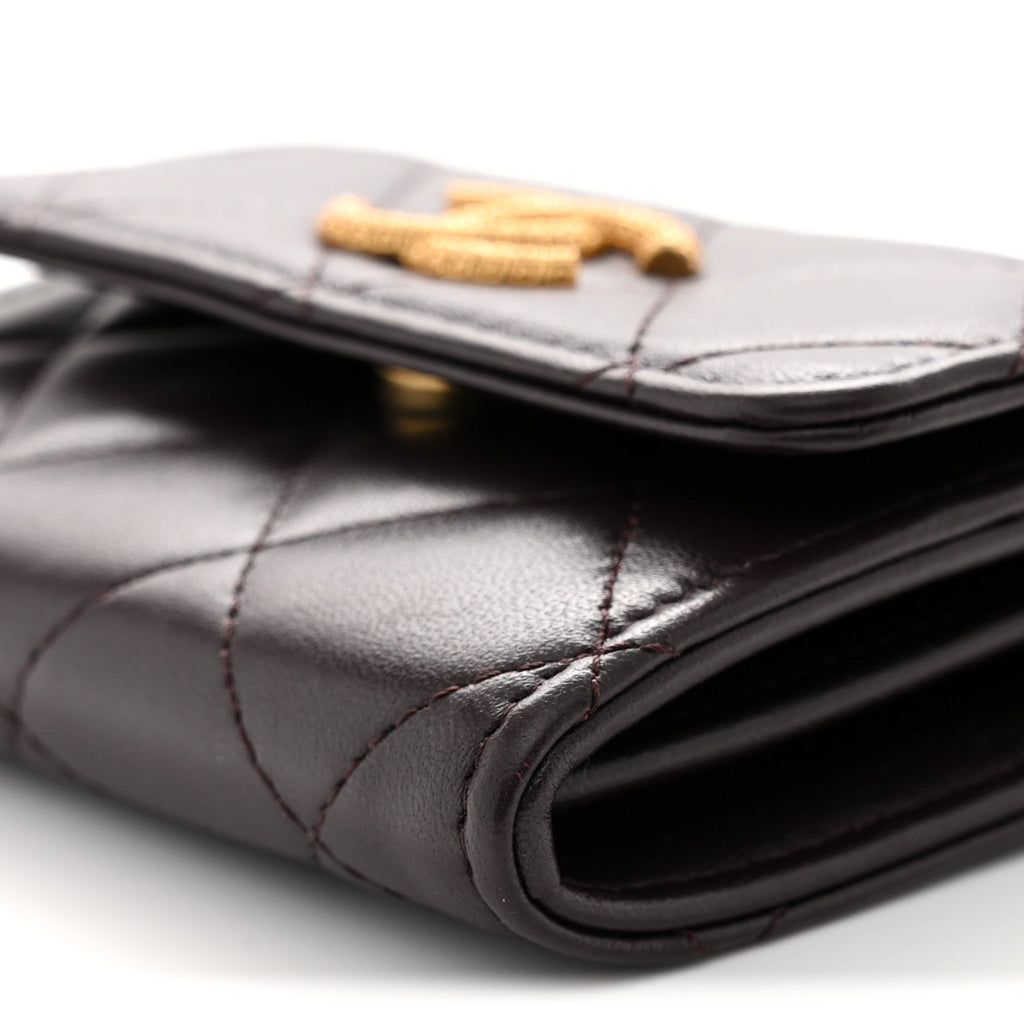 Lambskin Quilted Studded CC Clutch With Chain Dark Purple