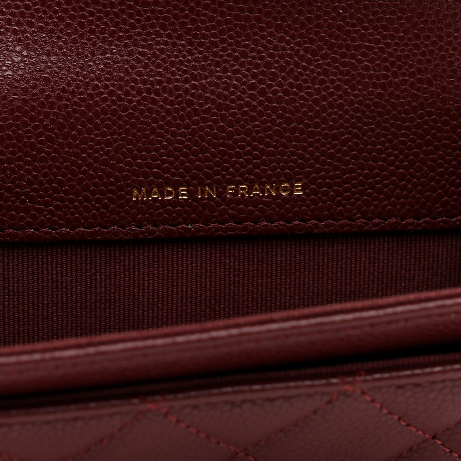Caviar Quilted Flap Card Holder Wallet Burgundy