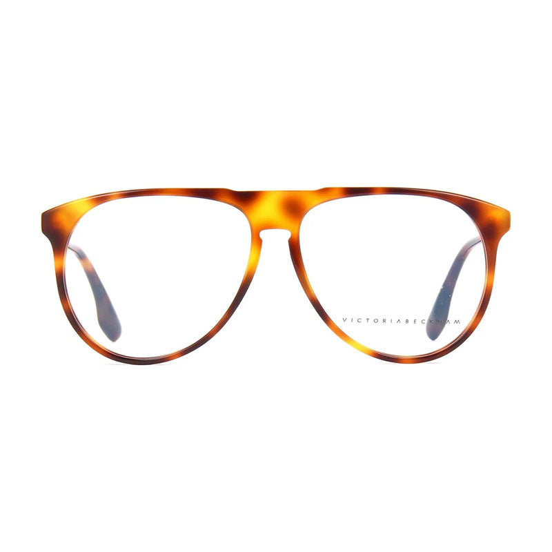 Victoria Beckham Eyeglasses Aviator Full Rim, Havana Frame and Clear Demo Lenses Lens VB2602215