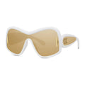 Loewe Sunglasses Shield Full Rim, White/Gold Mirror Frame and Brown Gold Mirror Lens LW40131I25G