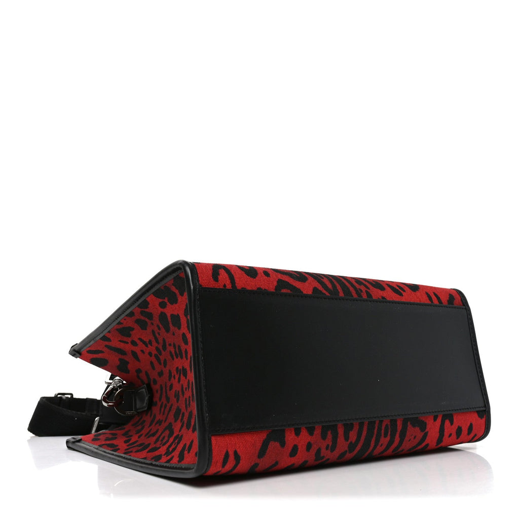 Dauphine Leopard Logo Market Bag Red Black