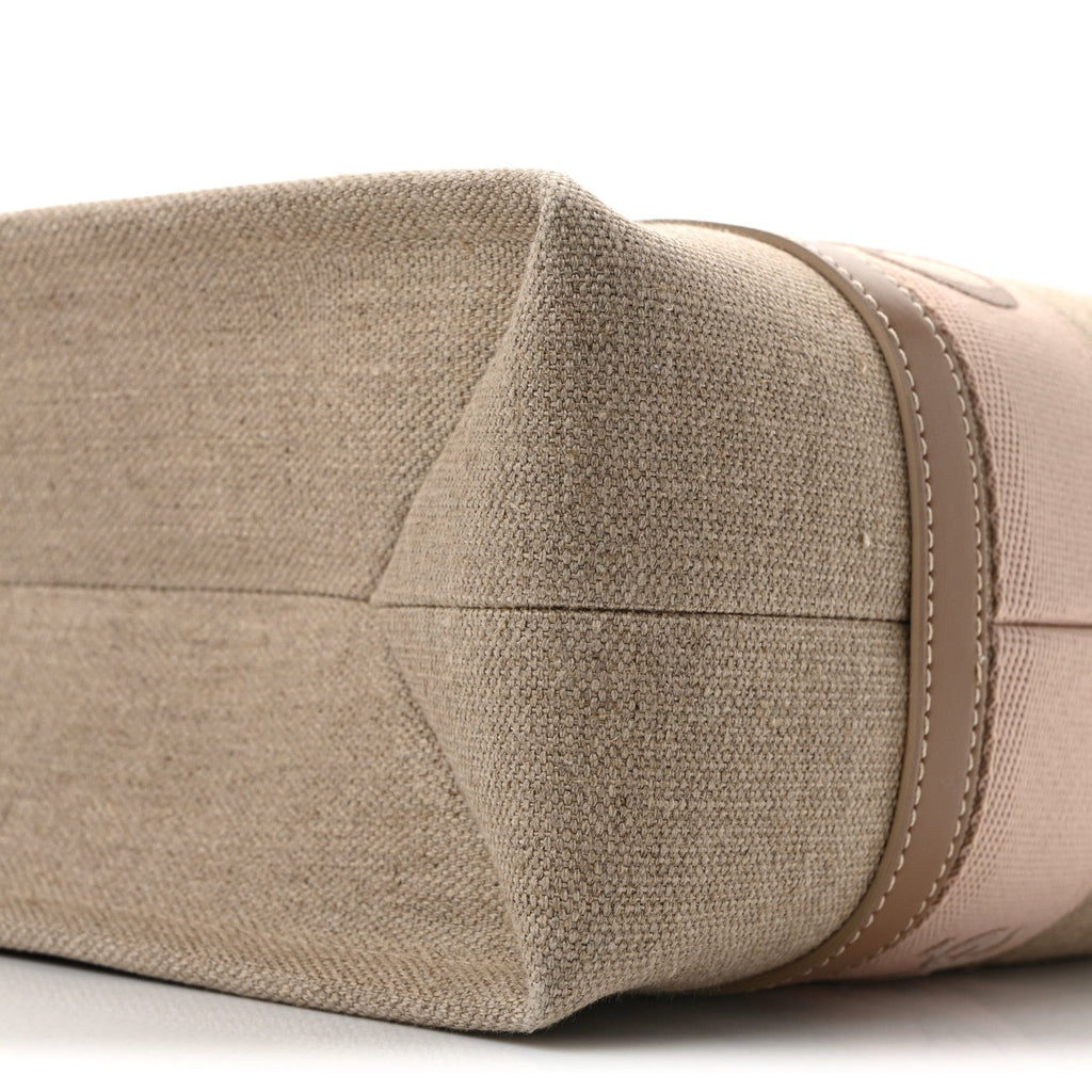 Linen Calfskin Medium Woody Ribbon Tote Blushy Beige