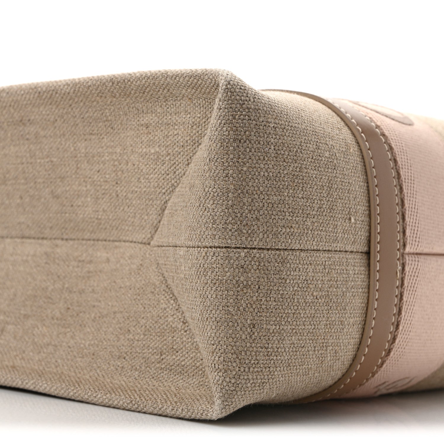 Linen Calfskin Medium Woody Ribbon Tote Blushy Beige