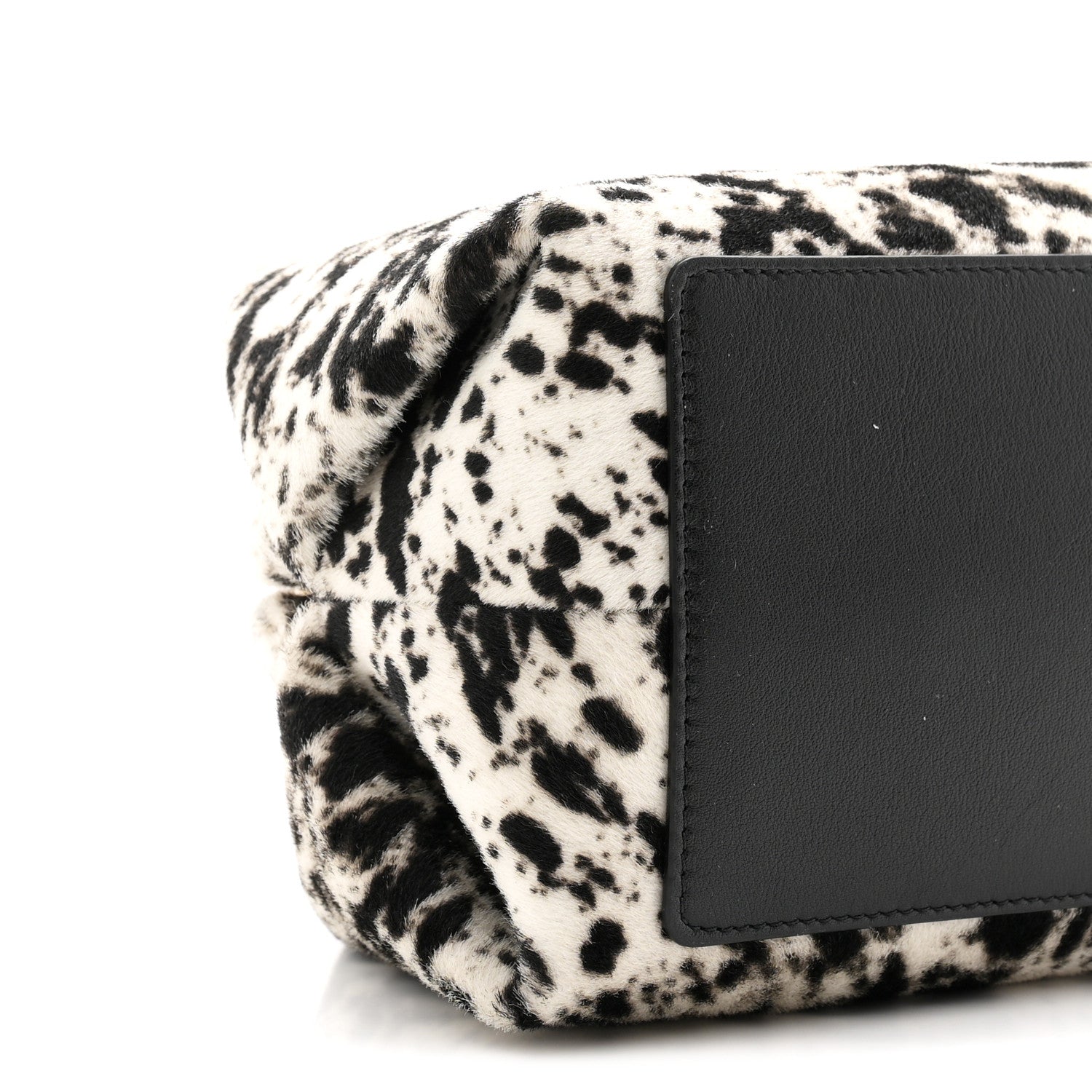 Lambskin Pony Hair Printed Clutch With Chain Black White