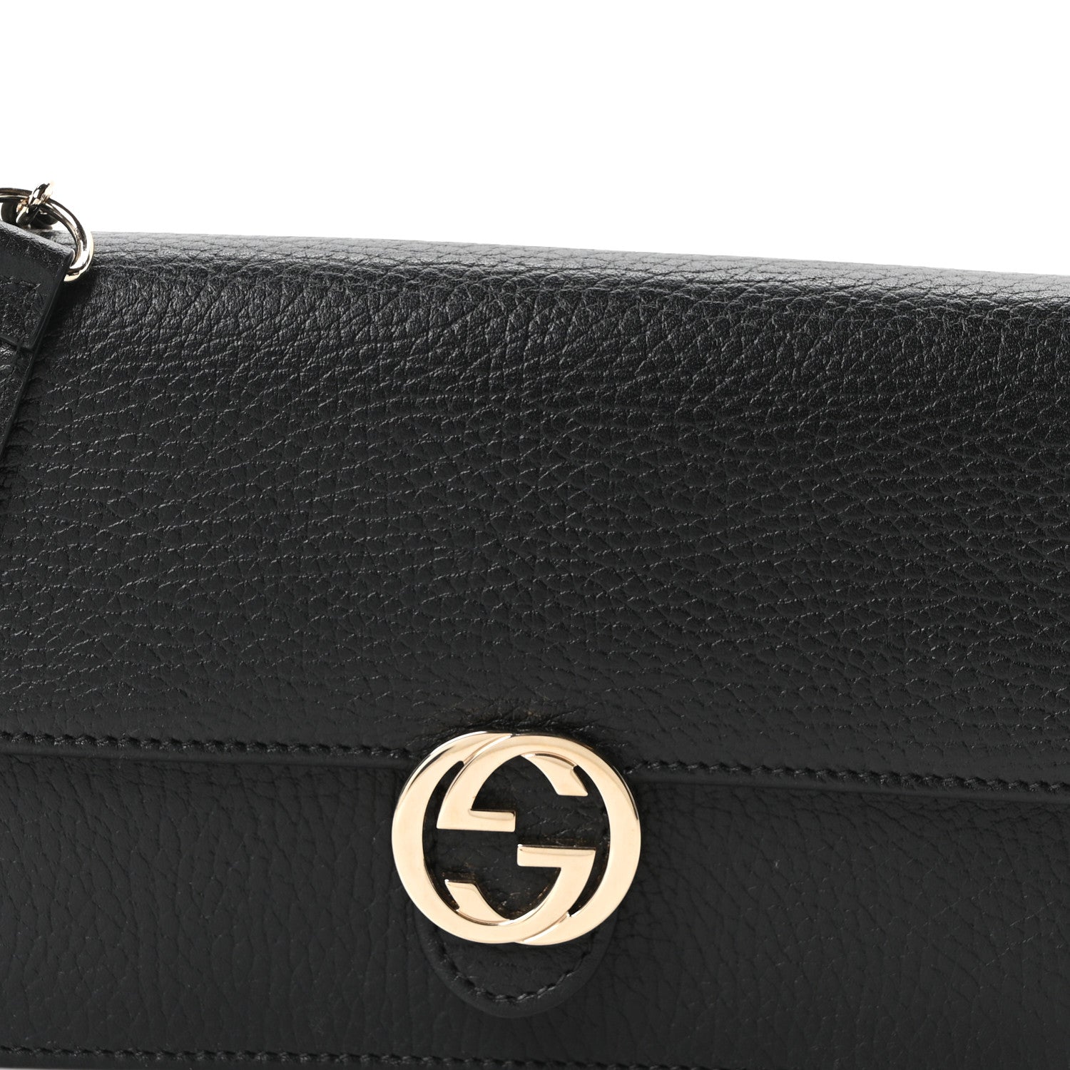 Dollar Calfskin Interlocking G Chain Wallet Black