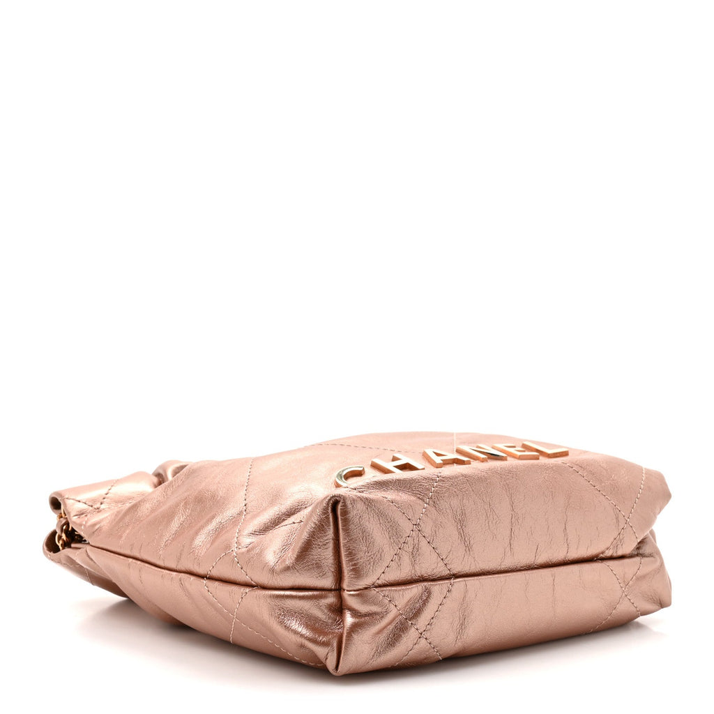 Metallic Calfskin Quilted Mini Chanel 22 Copper