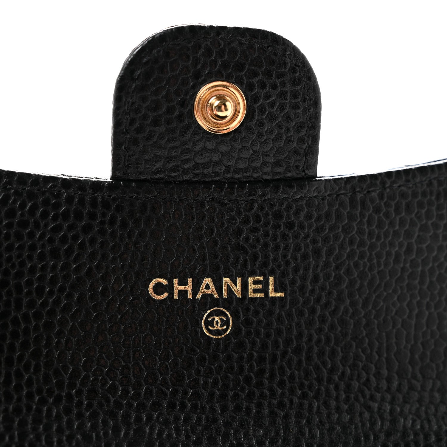 Caviar Quilted Flap Card Holder Wallet Black