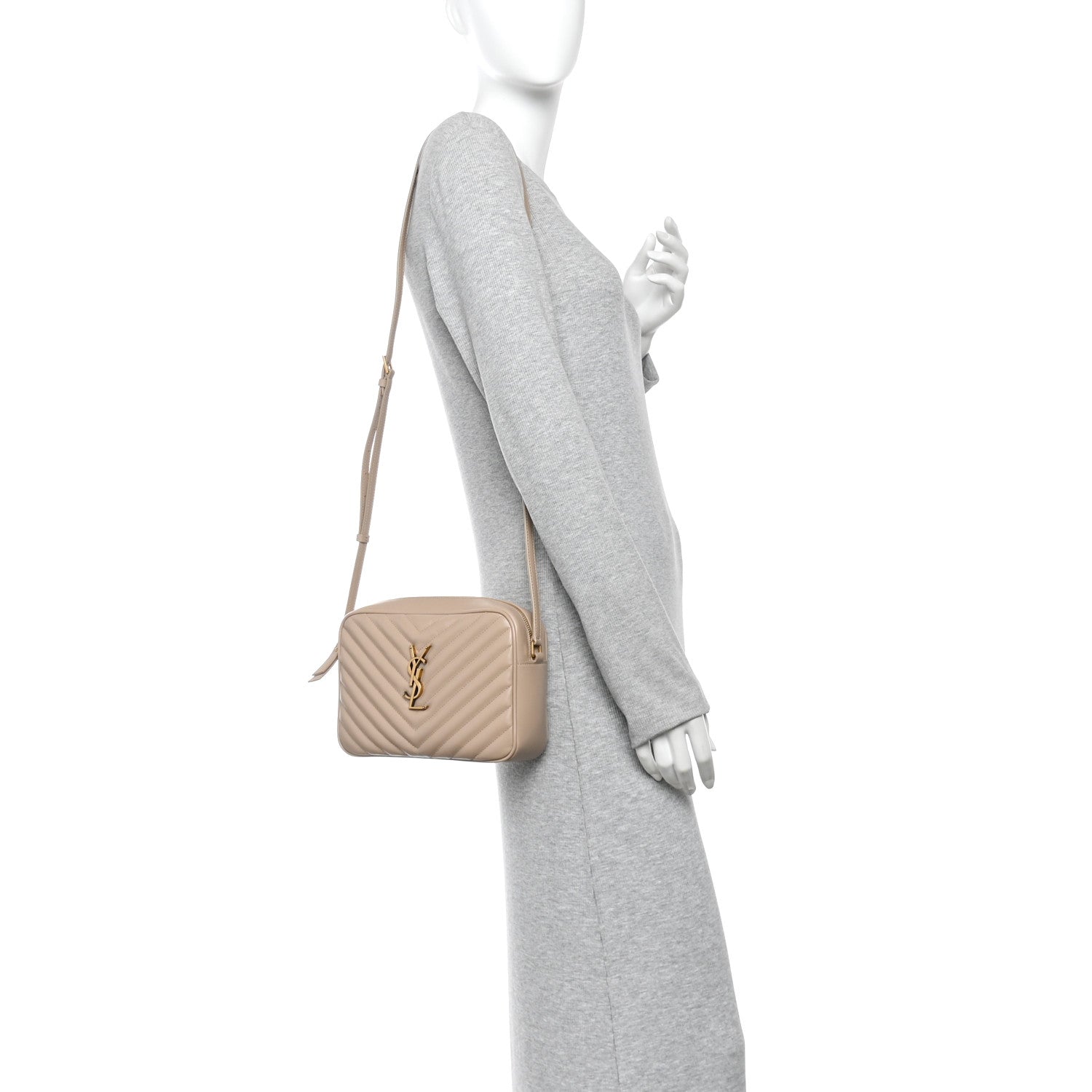 Calfskin Matelasse Monogram Lou Camera Bag Dark Beige