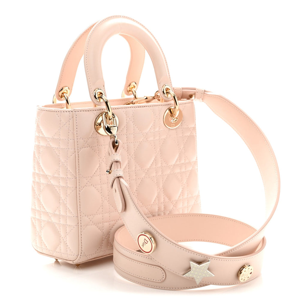Lambskin Cannage Small Lucky Badges My Lady Dior Pink