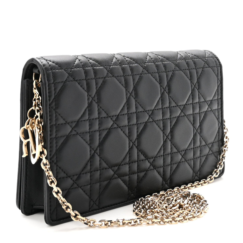 Lambskin Cannage Lady Dior Pouch Black