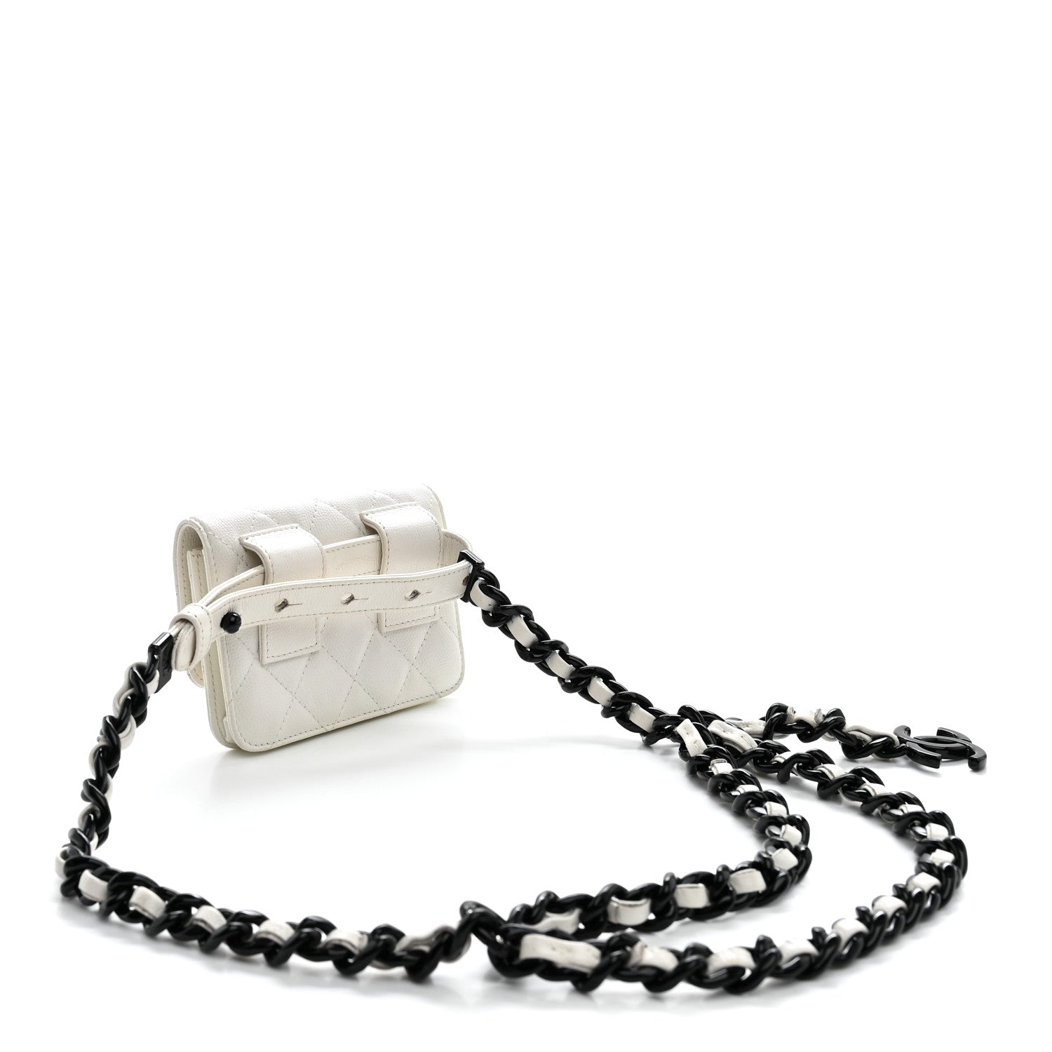 Caviar Quilted My Everything Belt Flap Card Holder White