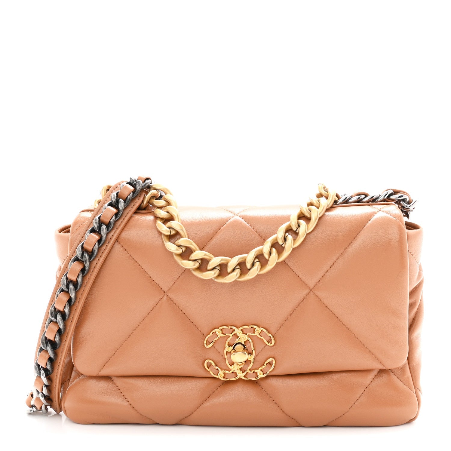 Lambskin Quilted Medium Chanel 19 Flap Brown