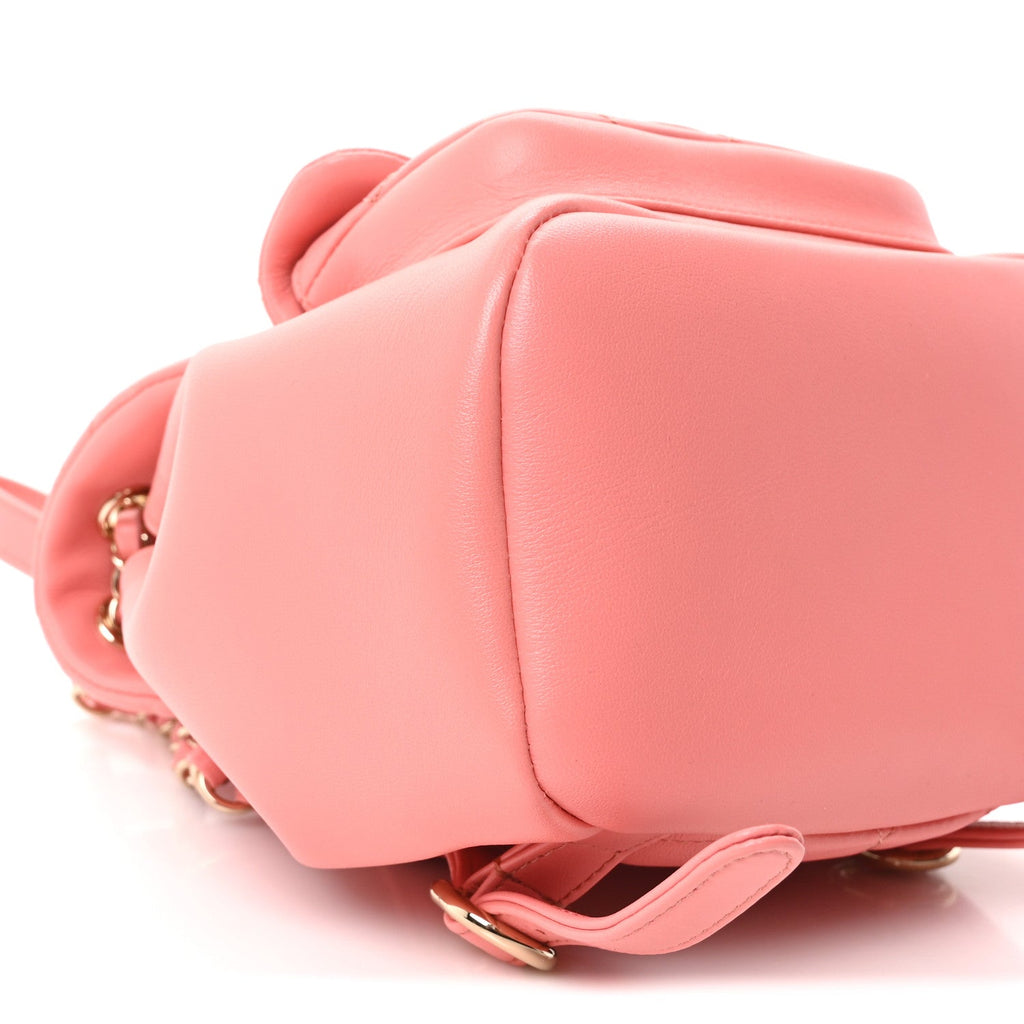 Lambskin Quilted Small Duma Drawstring Backpack Pink