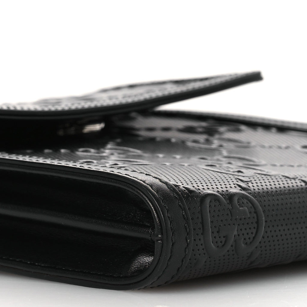 Calfskin GG Tennis Embossed Messenger Bag Black