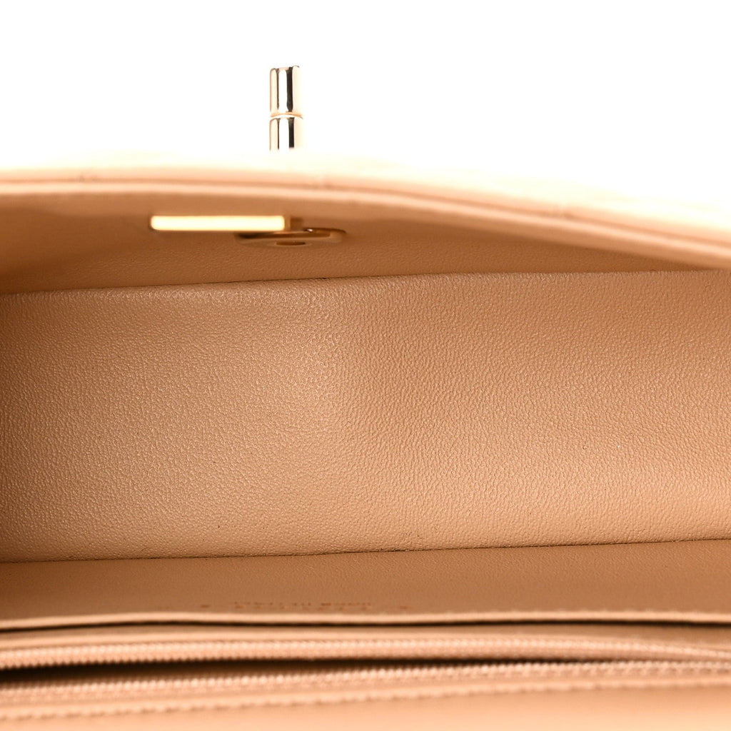 Lambskin Quilted Mini Rectangular Flap Beige