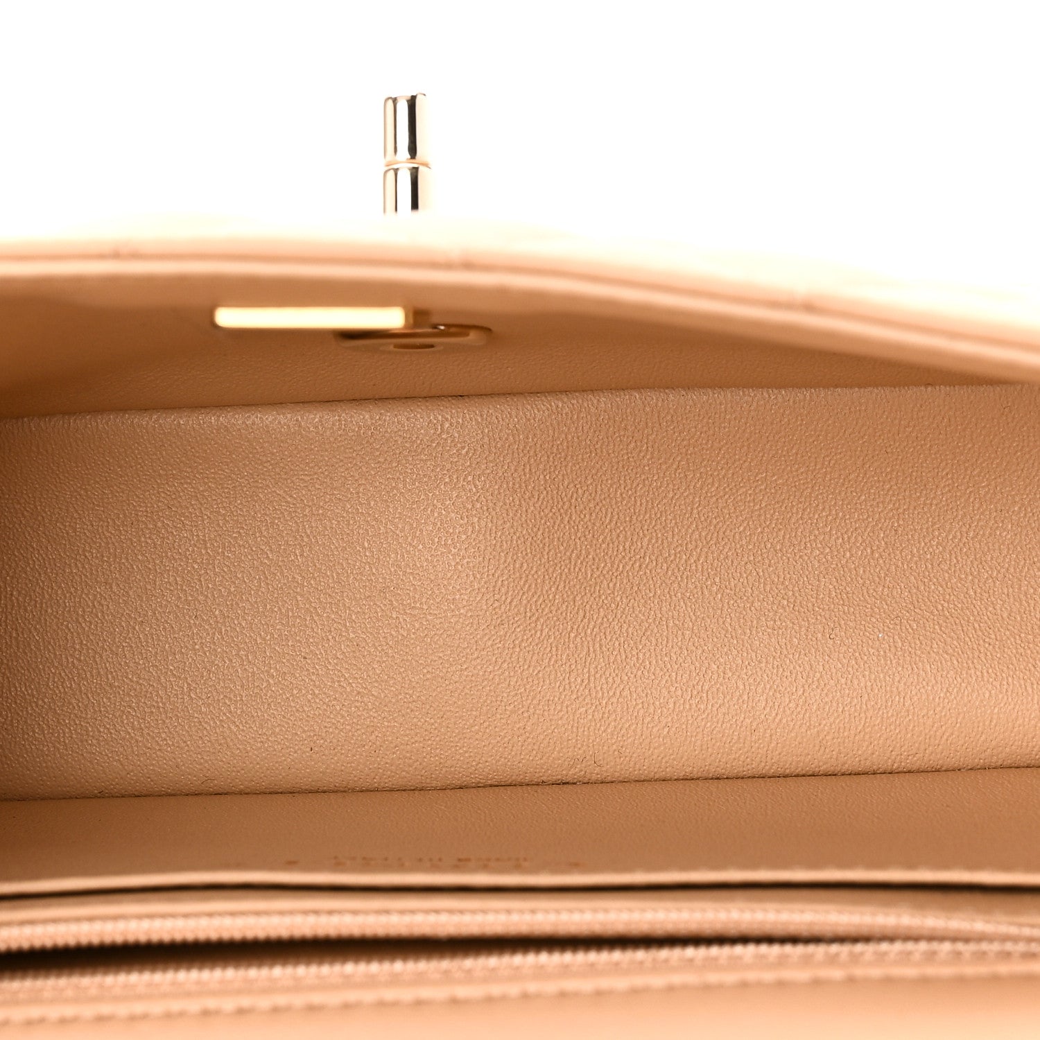 Lambskin Quilted Mini Rectangular Flap Beige