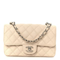 Caviar Quilted Mini Rectangular Flap Light Beige