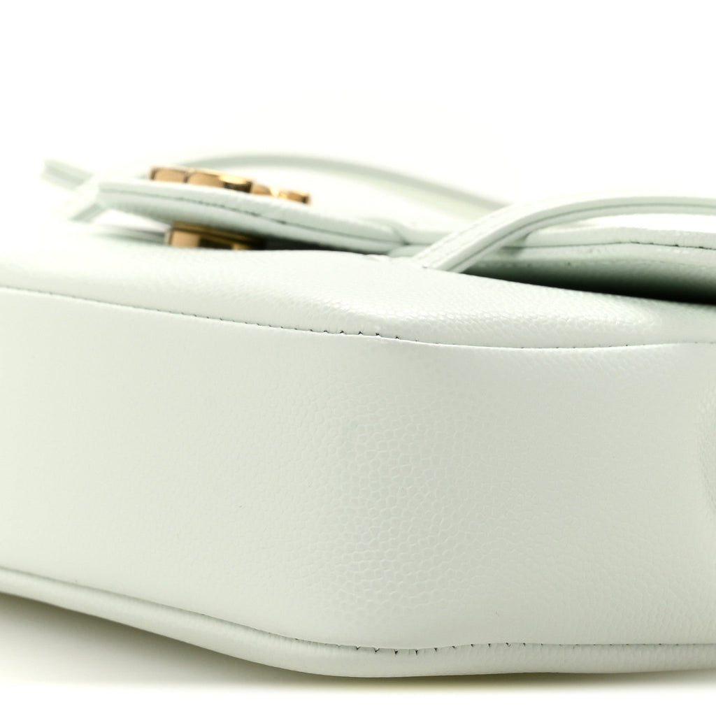 Shiny Caviar Mini Preppy Coco Shoulder Bag Light Blue