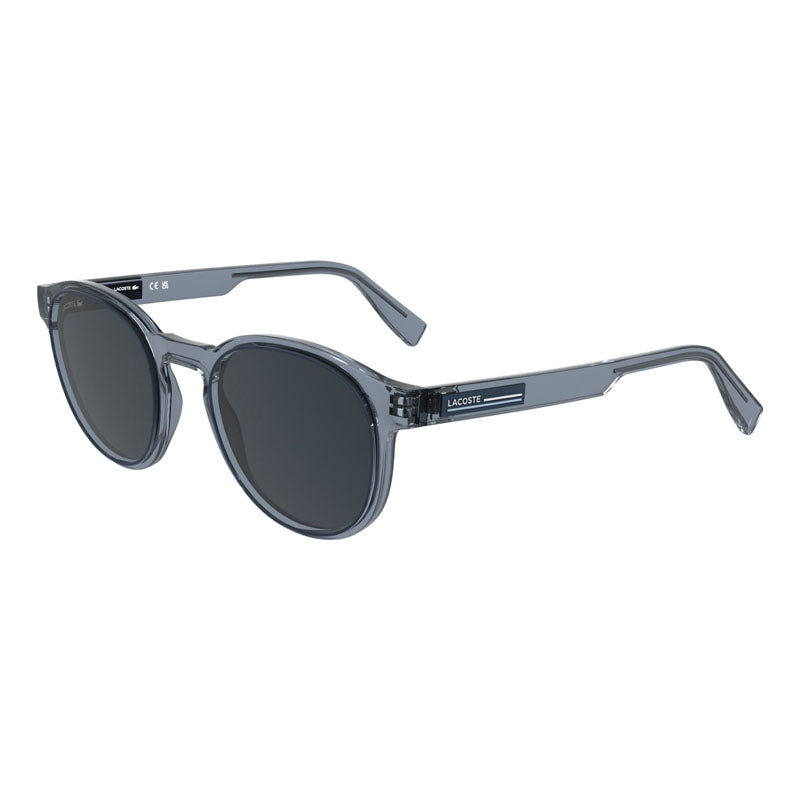 Lacoste Sunglasses Square Full Rim, Transparent Light Grey Frame and Grey Lens L6055SN038