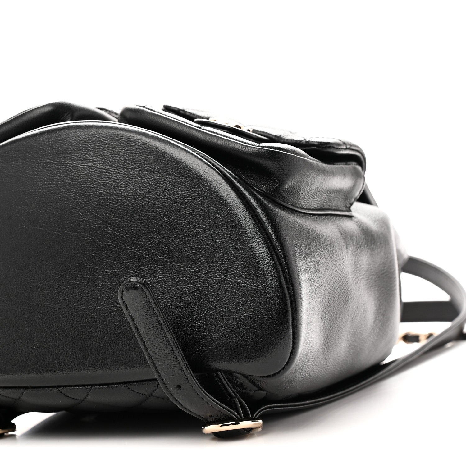 Calfskin Quilted Medium Duma Pockets Drawstring Backpack Black