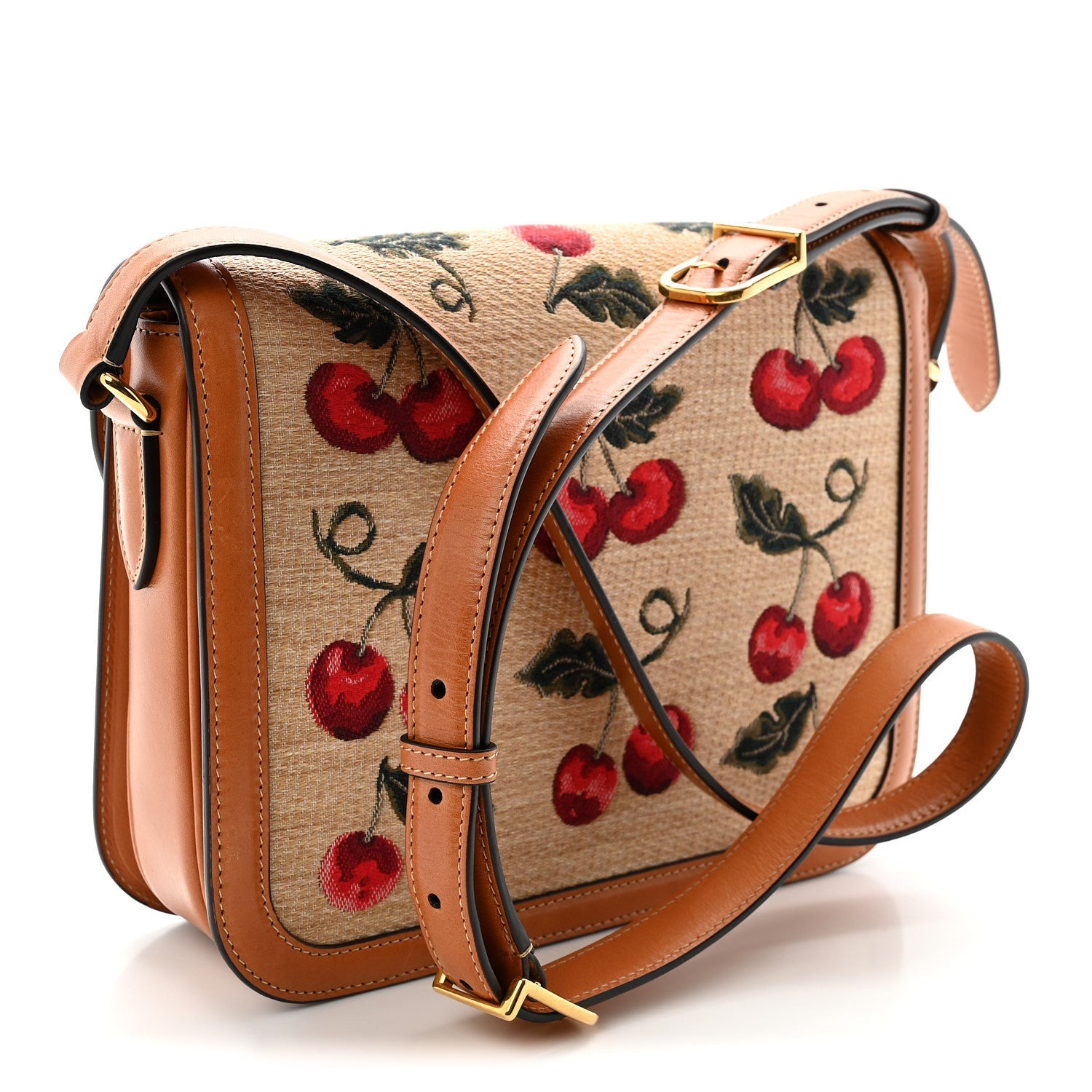 Jacquard Raffia Cherryfic 9to5 Shoulder Bag Natural Red