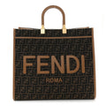 Fabric Jacquard FF 1974 Logo Large Fendi Sunshine Shopper Tote Tobacco Moro Sand