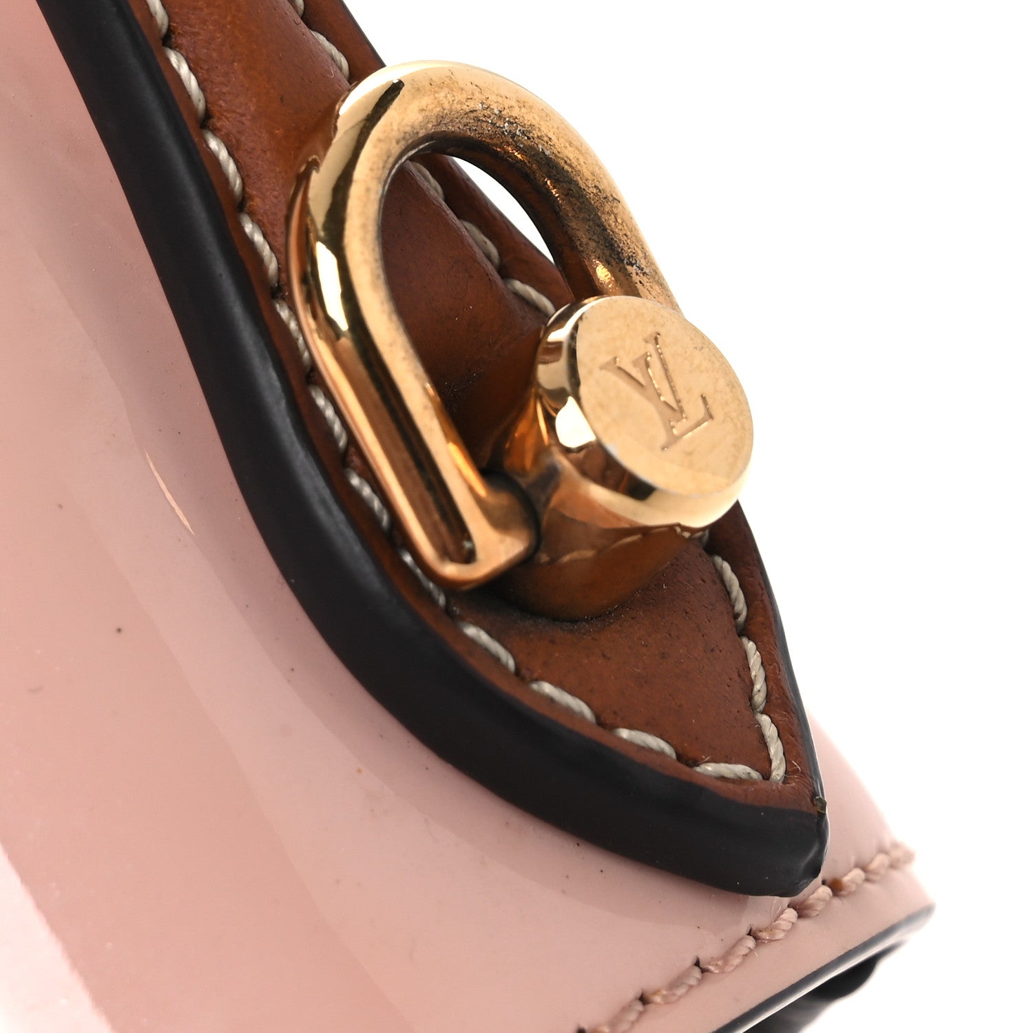 Patent Calfskin Monogram Cherrywood BB Rose Ballerine