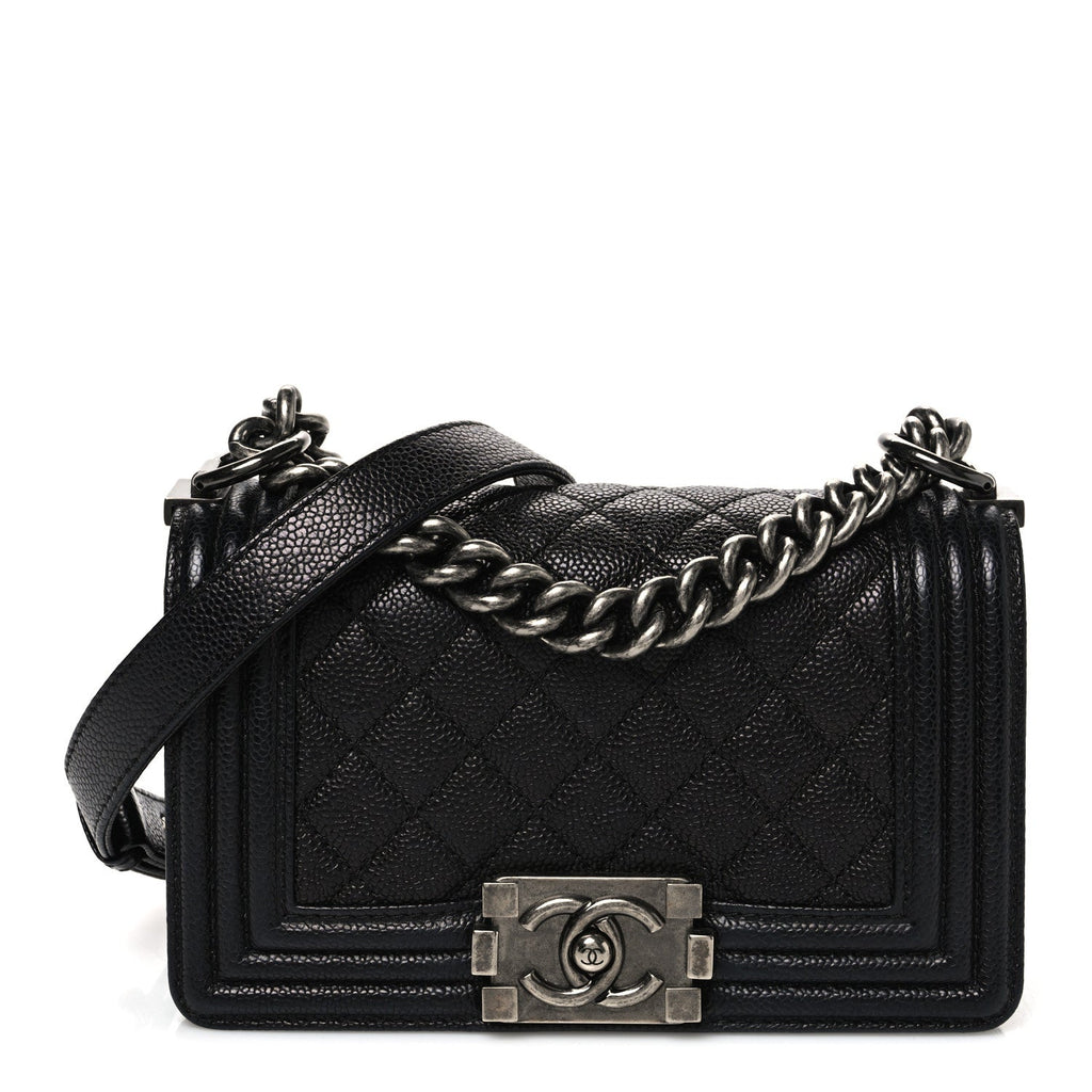 Caviar Quilted Small Boy Flap Black