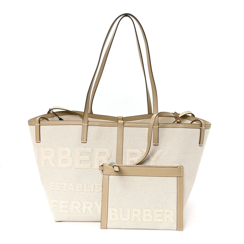 Cotton Canvas Mini Logo Horseferry Tote Bag Off White
