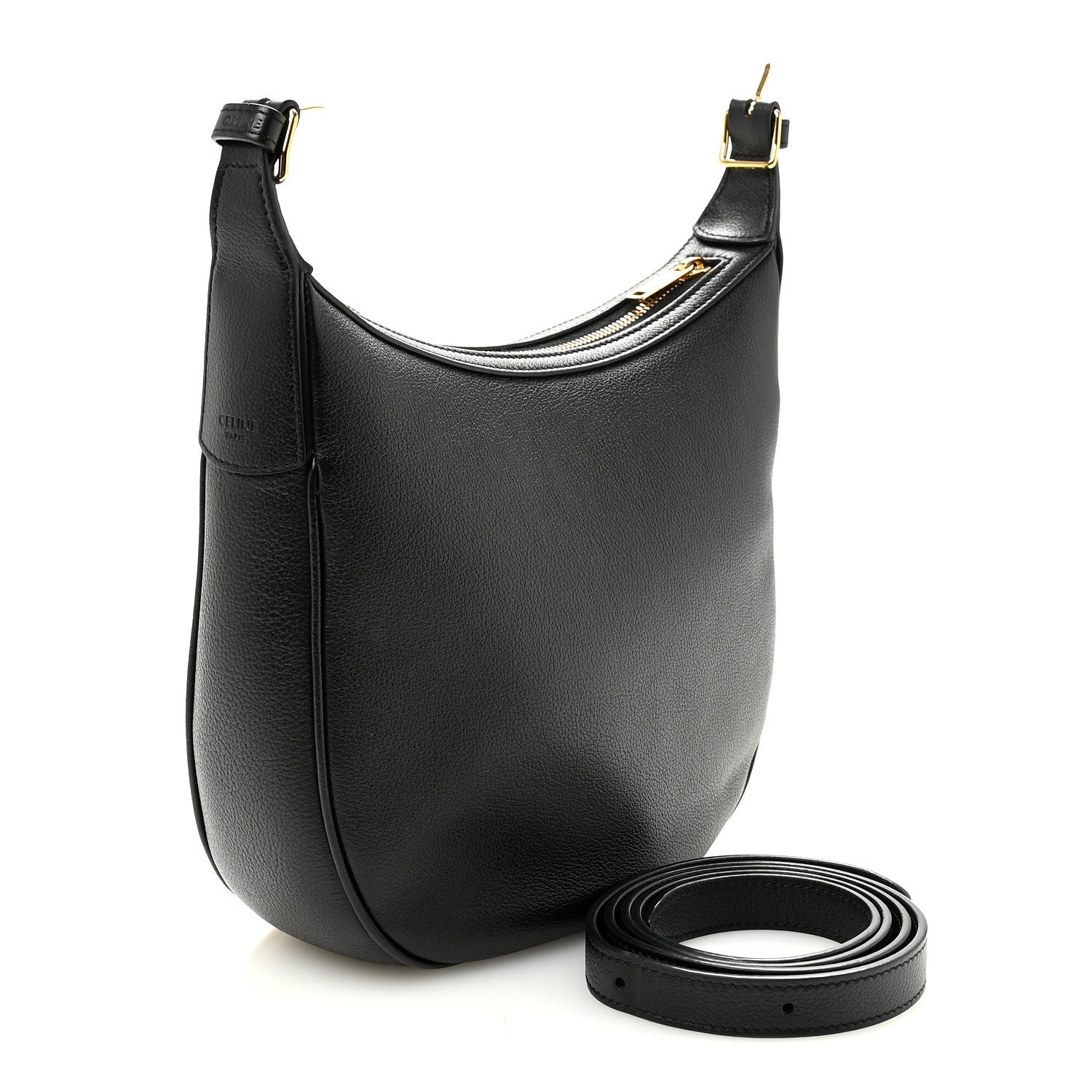 Supple Calfskin Cuir Triomphe Small Heloise Shoulder Bag Black