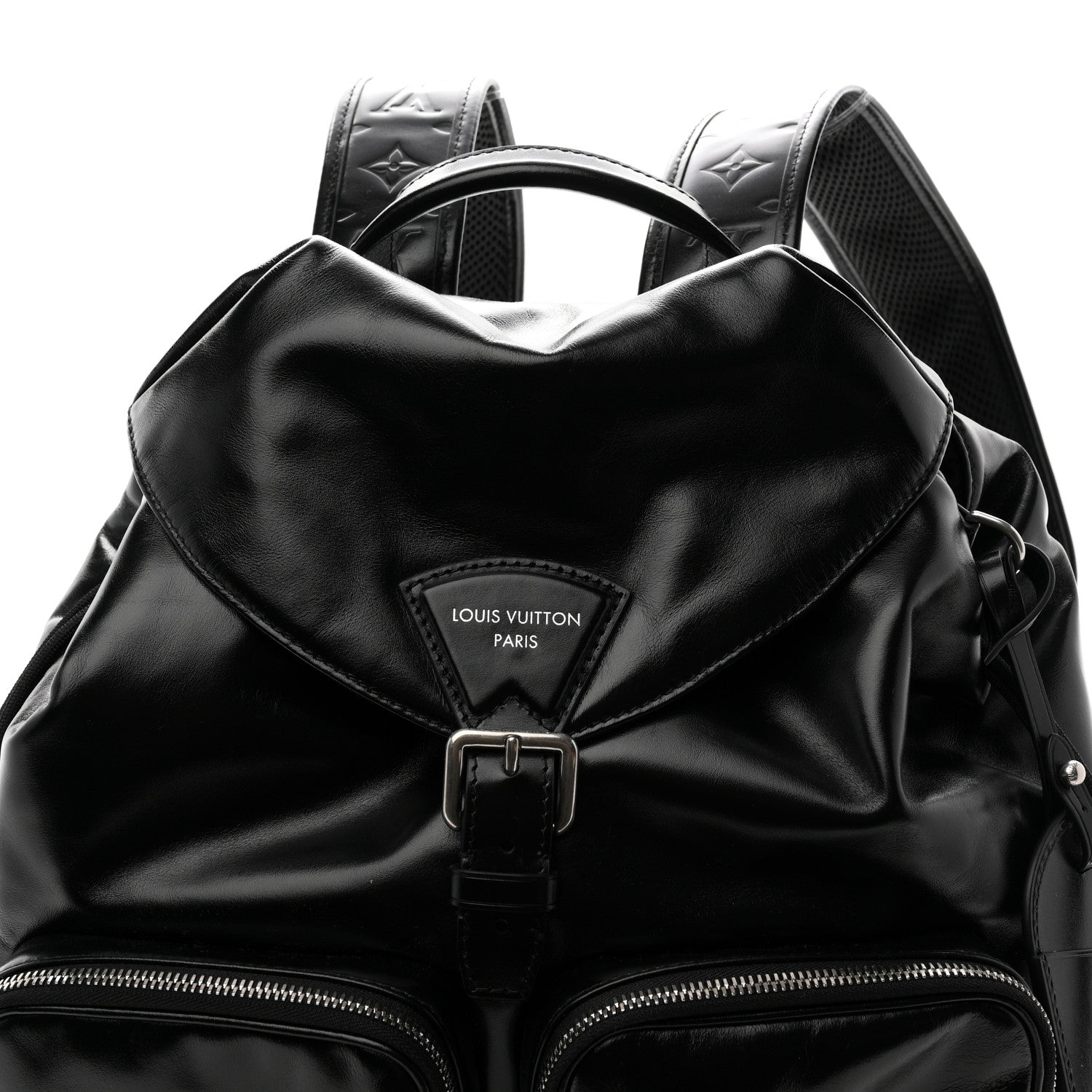 Shiny Calfskin Montsouris Cargo Backpack Black