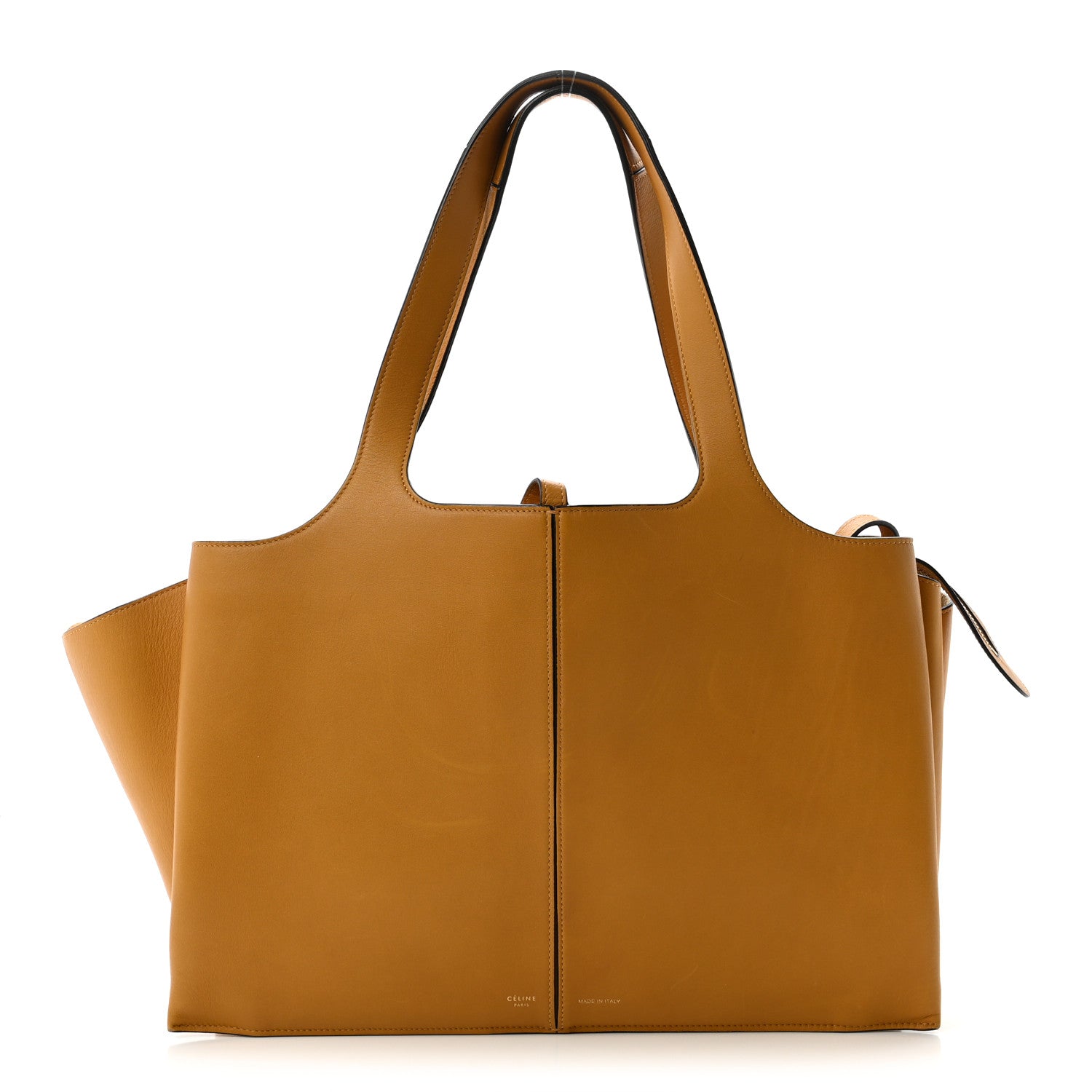 Supple Natural Calfskin Medium Tri-Fold Bag Ocre