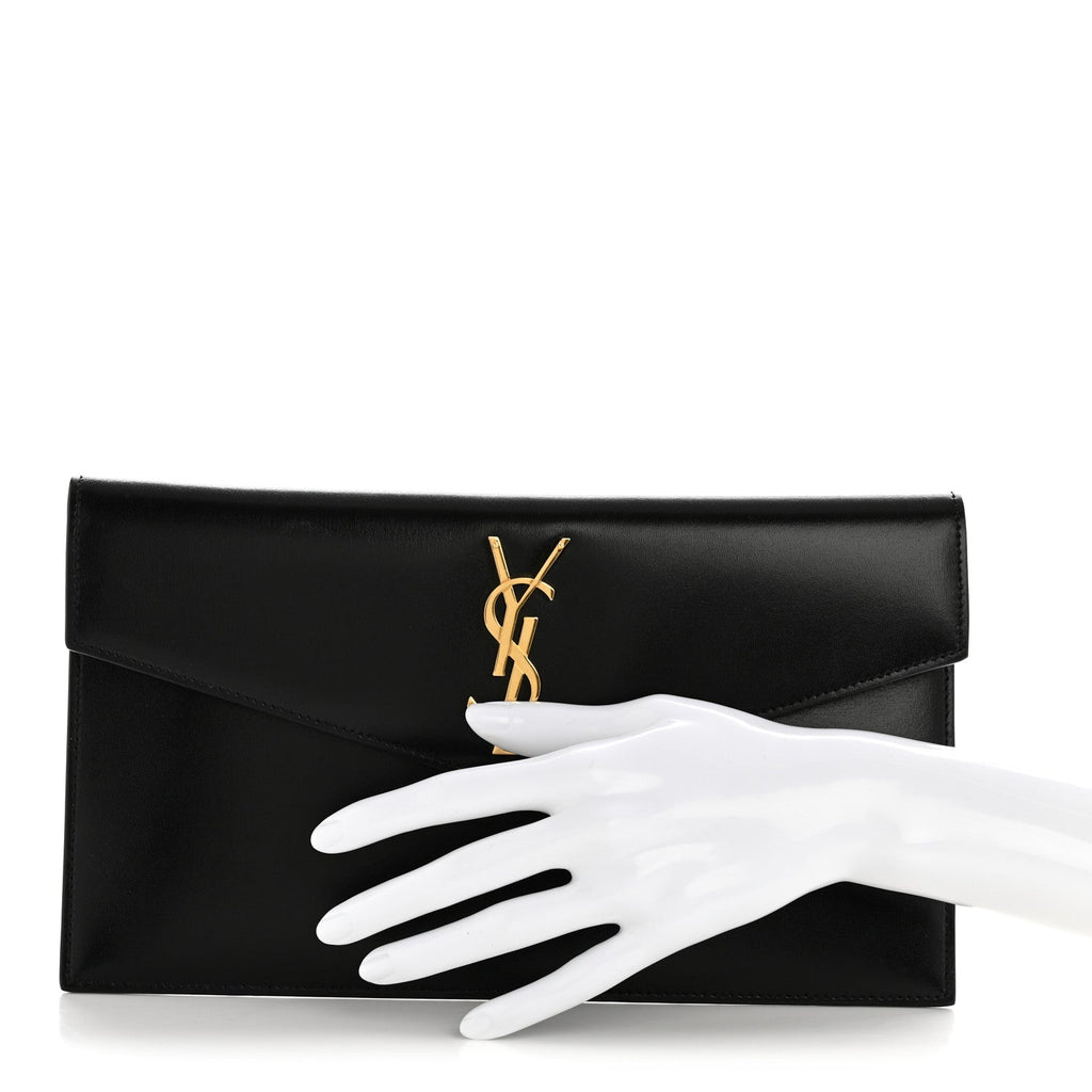 Smooth Shiny Calfskin Monogram Uptown Pouch Black