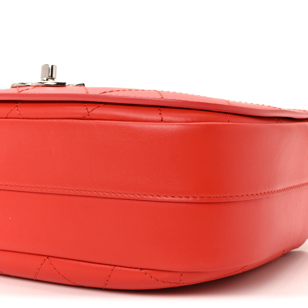 Calfskin Stitched Small Ring My Bag Flap Crossbody Red