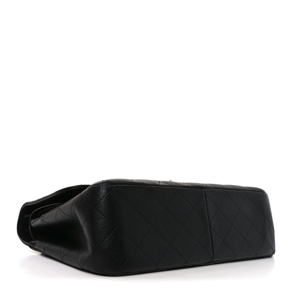 Caviar Quilted Jumbo Double Flap Black