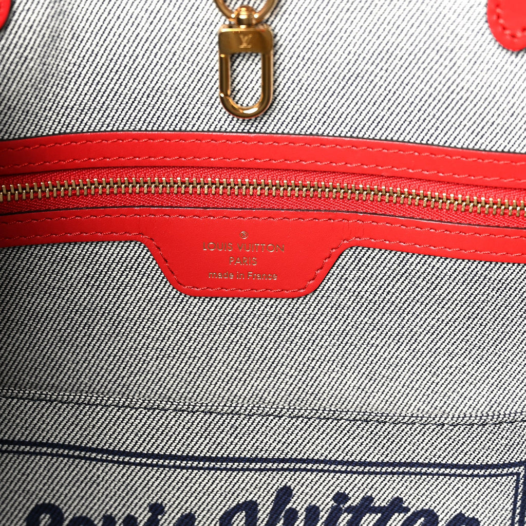 Denim Damier Monogram Onthego Blue Rouge