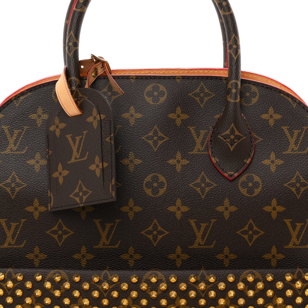 Monogram Calf Hair Spikes Iconoclasts Christian Louboutin Tote Red