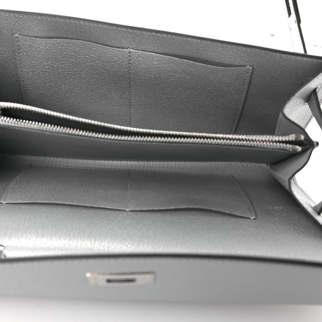 Metallic Chevre Chamkilight Kelly Wallet To Go Argent