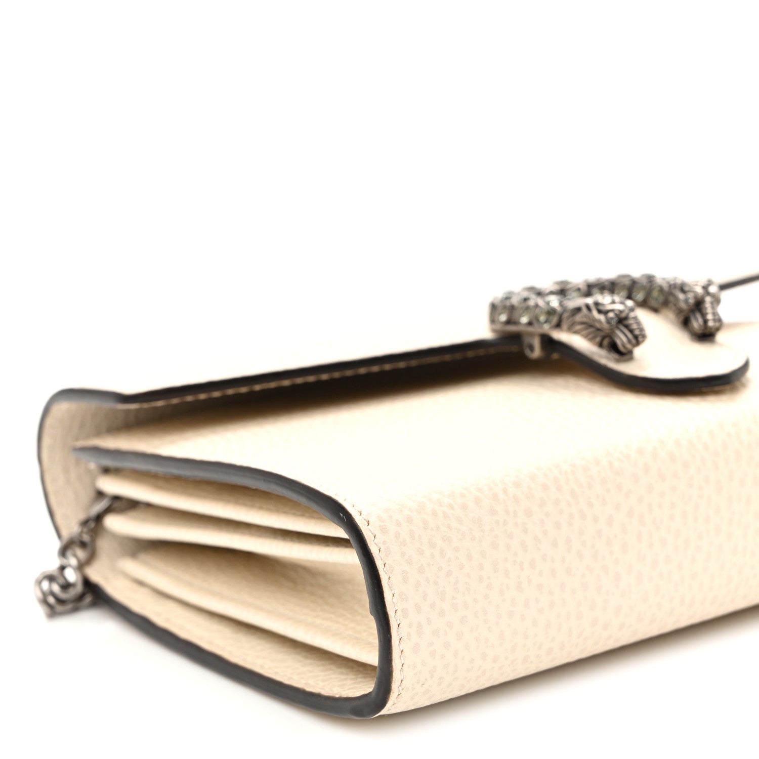 Dollar Calfskin Mini Dionysus Chain Wallet Mystic White