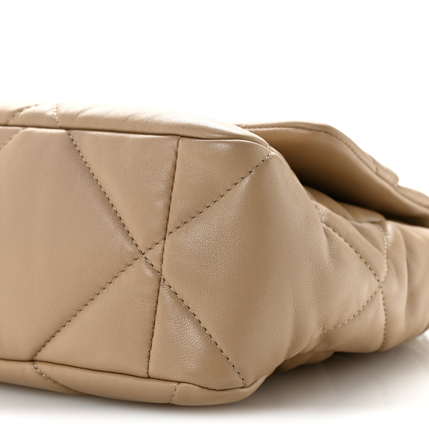 Lambskin Quilted Large Chanel 19 Flap Dark Beige