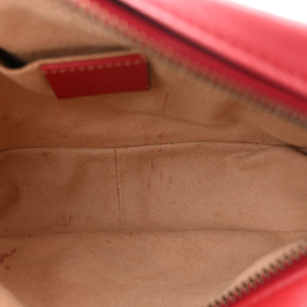 Calfskin Matelasse Mini GG Marmont Chain Shoulder Bag Hibiscus Red