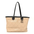 Grained Calfskin Medium Fever Shopping Tote Beige