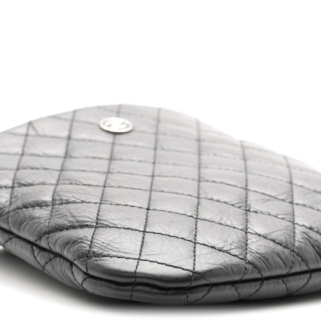 Aged Calfskin Quilted Crossbody Bag Black