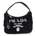 Terry Cloth Mini Re-Edition 2000 Bag Black White