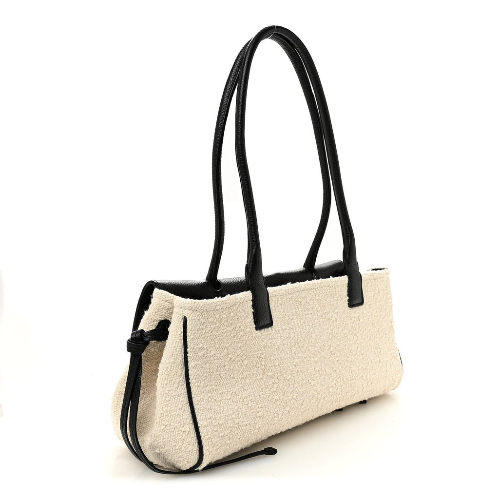 Grained Calfskin Boucle Urban Essentials Small Shopping Bag Black Ivory
