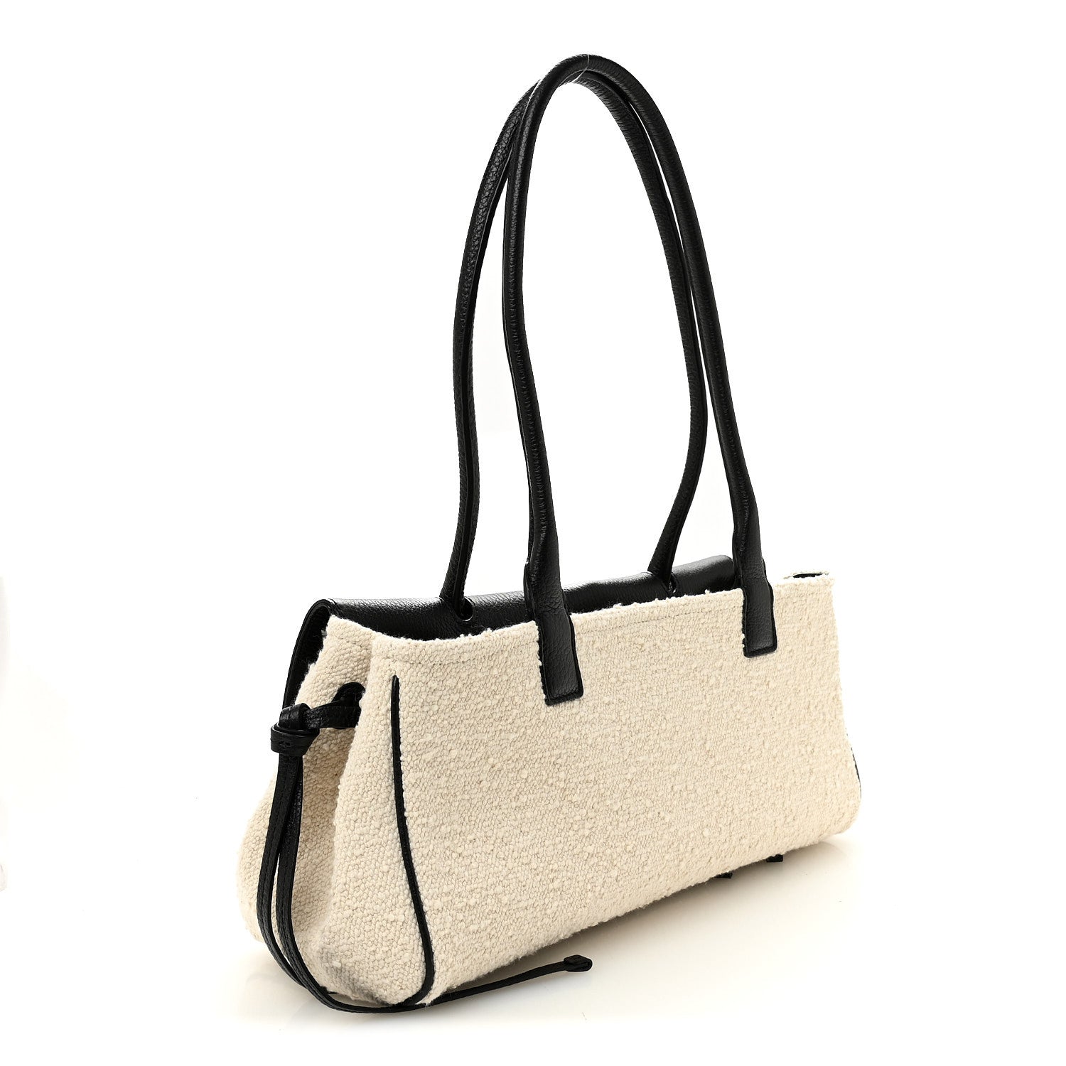 Grained Calfskin Boucle Urban Essentials Small Shopping Bag Black Ivory