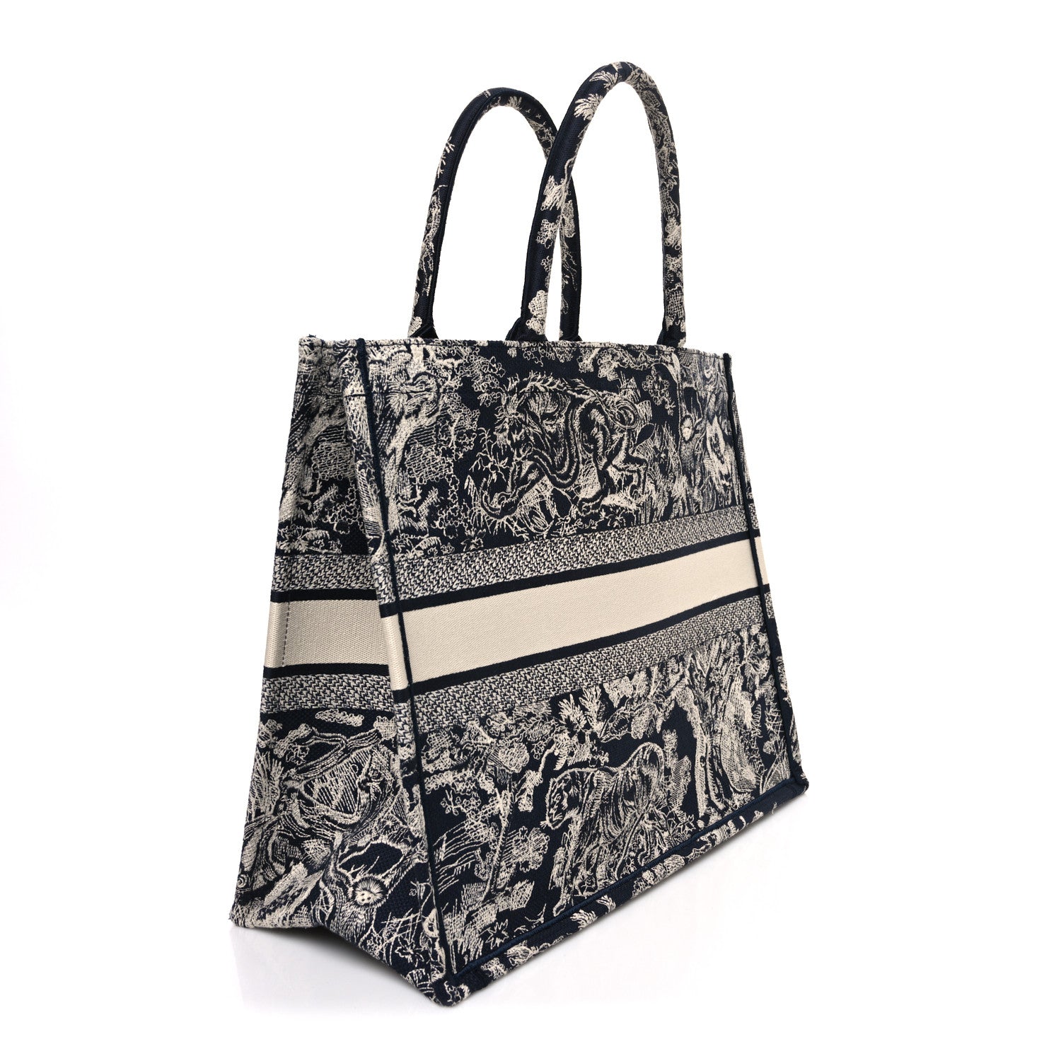 Canvas Embroidered Large Dioriviera Toile De Jouy Reverse Book Tote Blue
