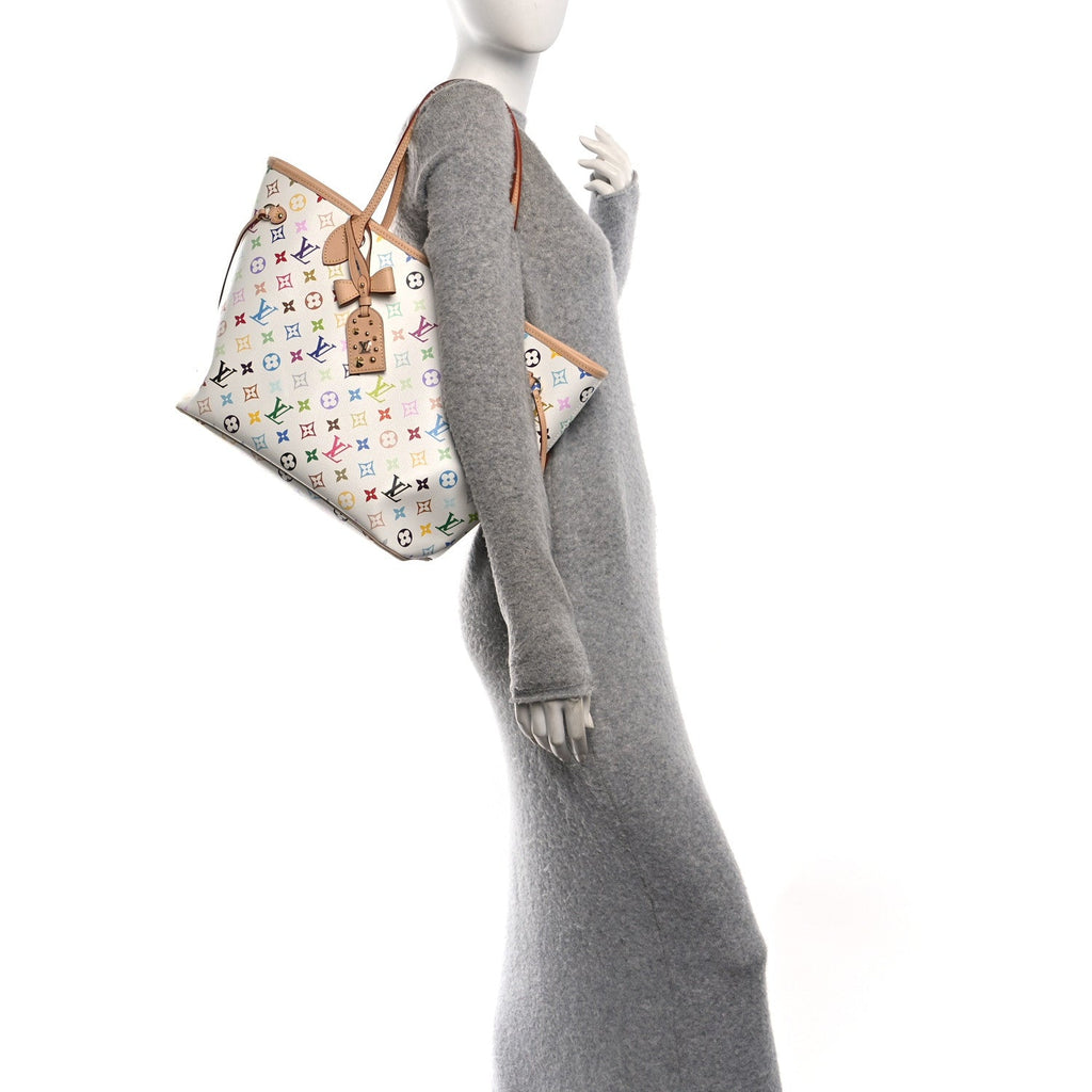 LV X TM Monogram Multicolor Neverfull MM White