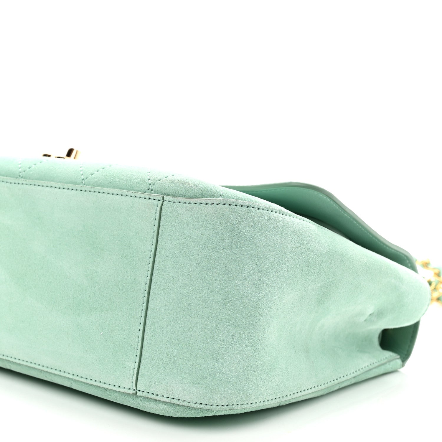 Suede Calfskin Small Souplissimo Maxi Flap Green