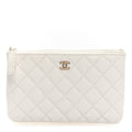 Caviar Quilted Cosmetic Case White